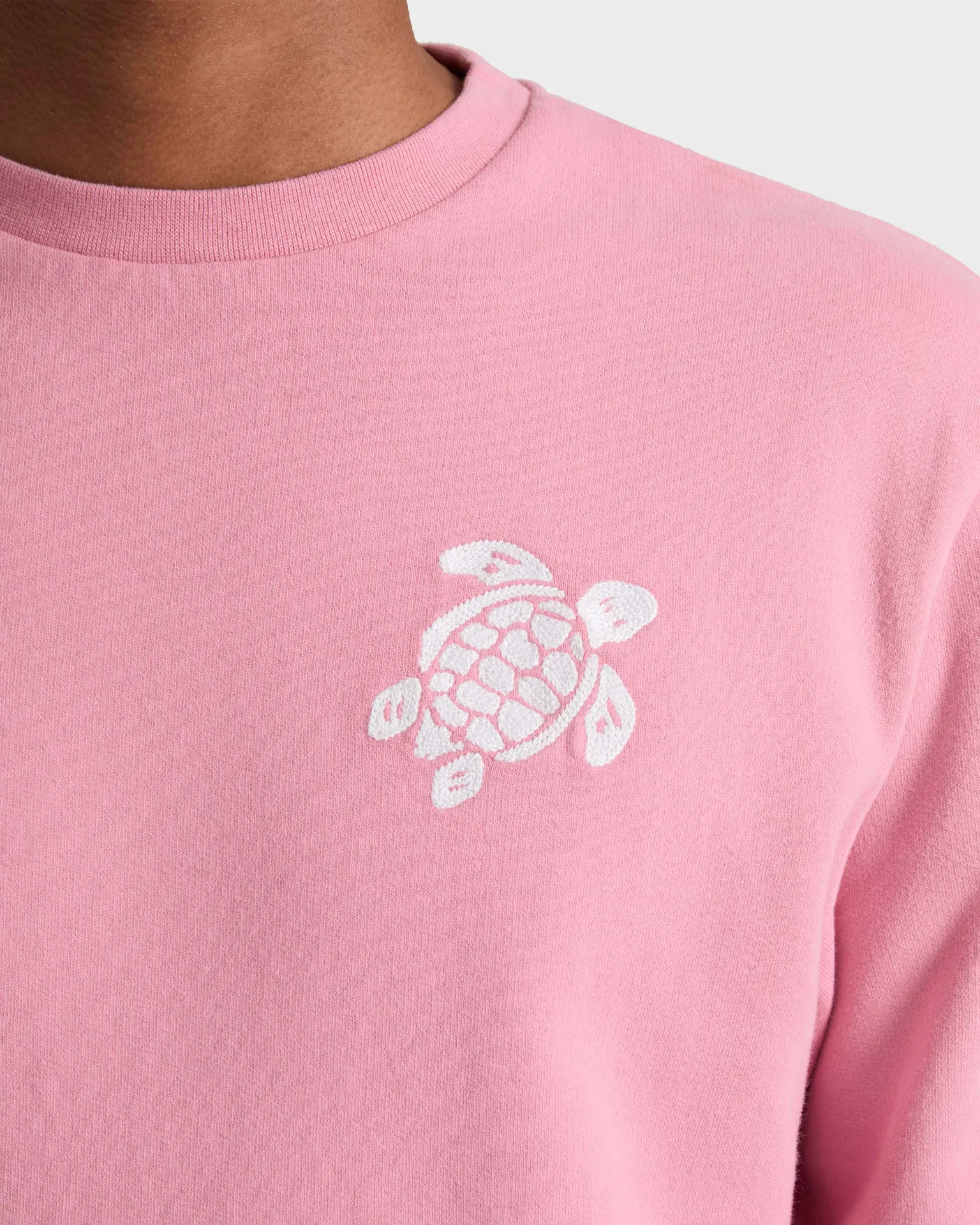Vilebrequin - Baumwoll-sweatshirt Mit Rundhalsausschnitt Und Aufgestickter, Großer Schildkröte Für Herren - Sweatshirt - Jorasse - Rosa - Größe XL – Bild 5
