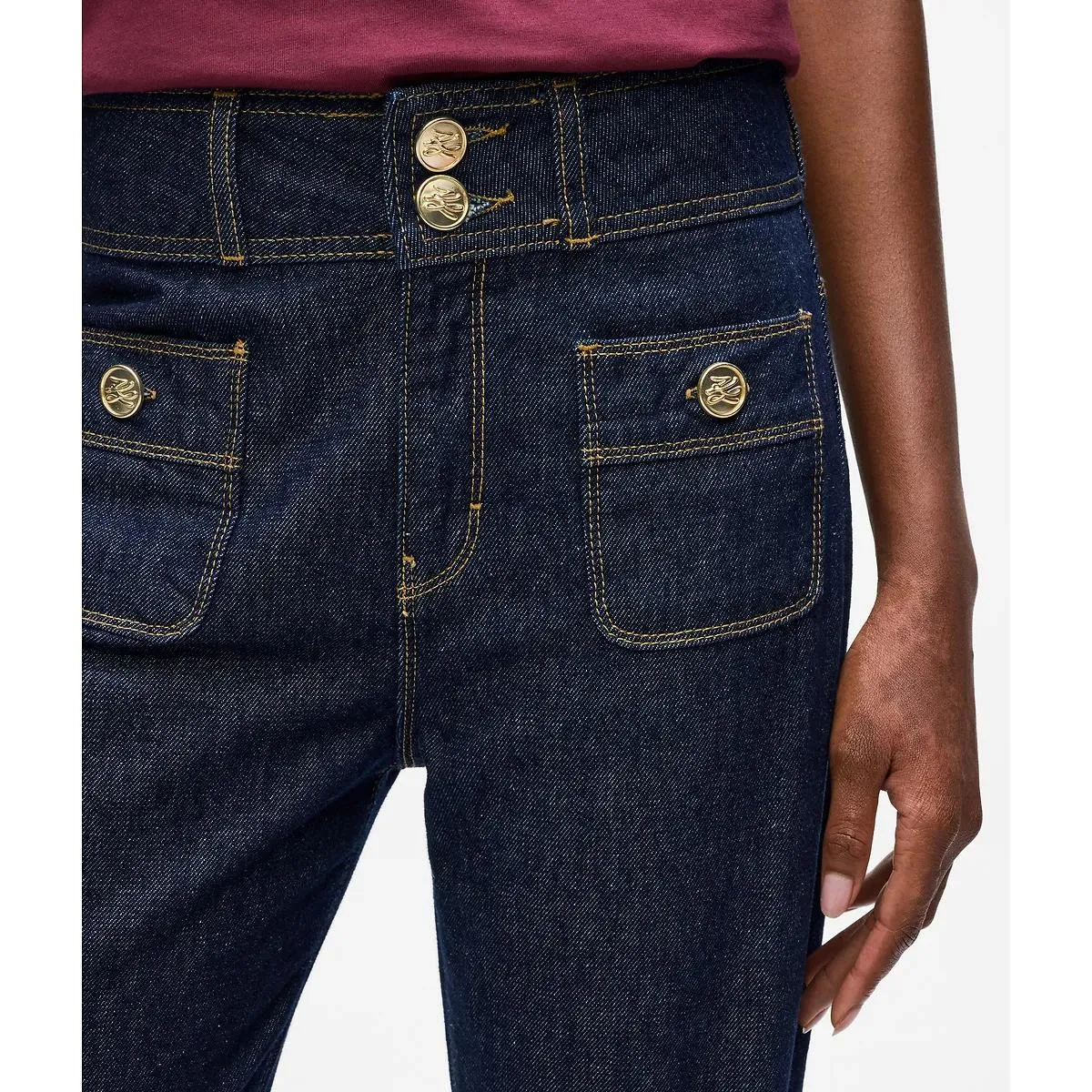 Karl Lagerfeld - Gerade geschnittene Jeans mit Knöpfen - Größe 27 - blau – Bild 3
