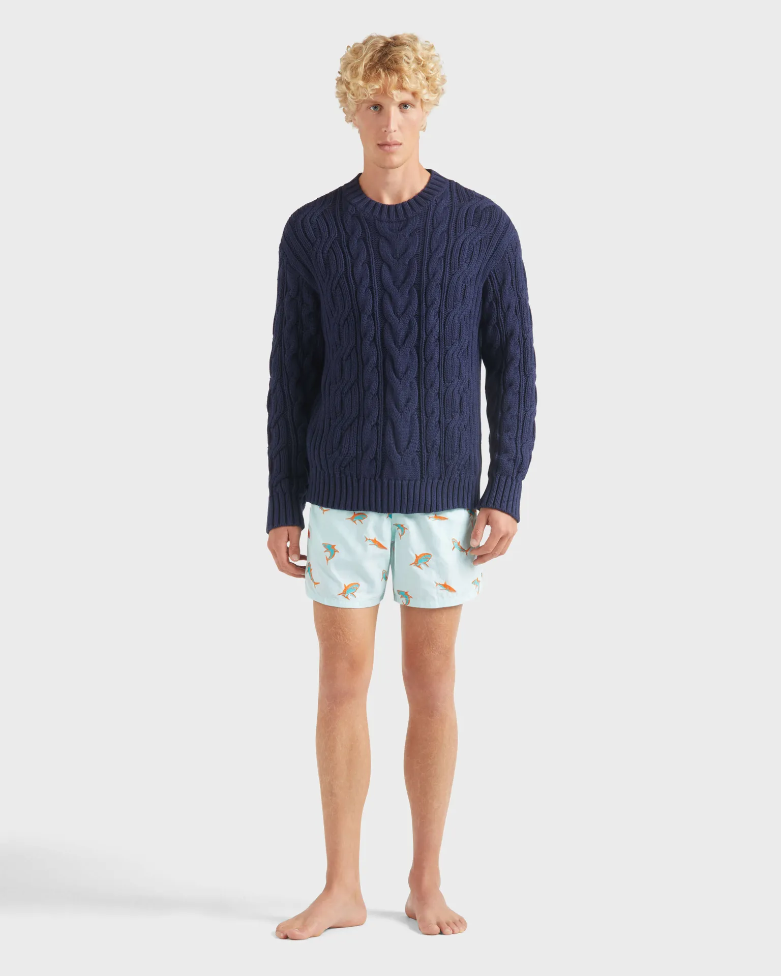 Vilebrequin - Herren Zopfmuster-baumwollpullover - Pullover - Philippe - Blau - Größe M – Bild 3
