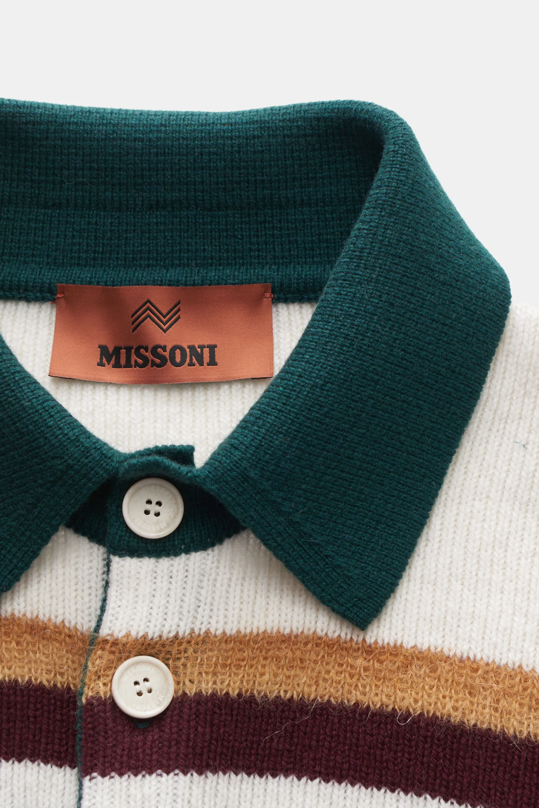 Missoni - Herren - Strick-Overshirt beige/weiß/grün gestreift – Bild 2