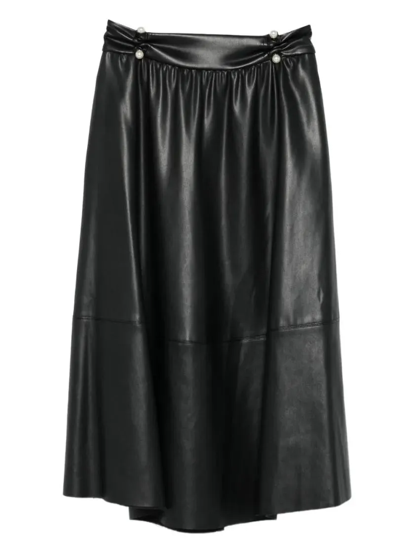 LIU JO - A-Line Skirt With Button Detailing And Gathered Wa - Größe 42 - schwarz LIU JO - A-Line Skirt With Button Detailing And Gathered Wa - Größe 42 - schwarz