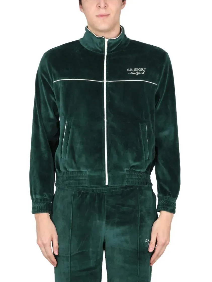 Sporty And Rich - Full-Zip Sweatshirt With Plush Texture - Größe XL - schwarz – Bild 3