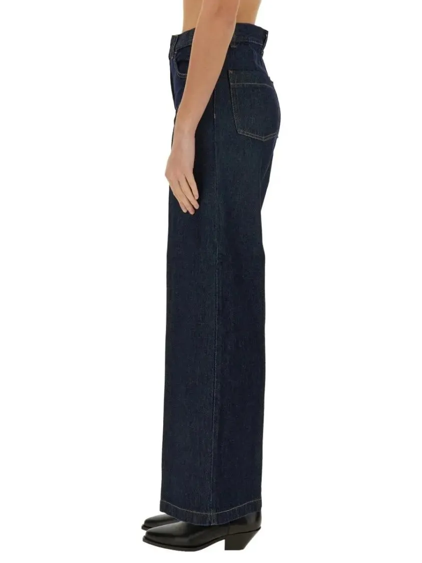 Aspesi - High-Waisted Wide-Leg Jeans With Flared Silhouette - Größe 25 - blau – Bild 2