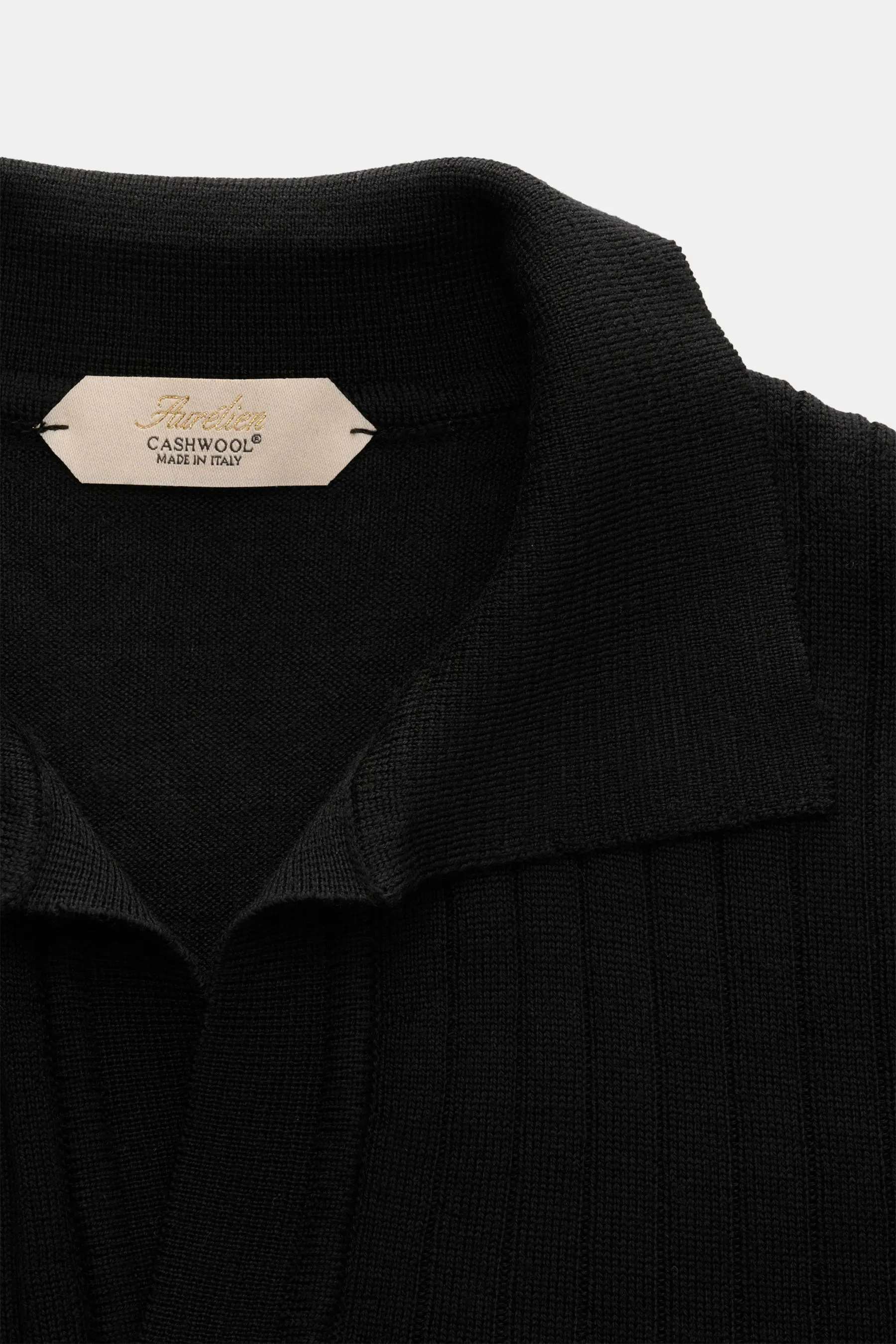 Aurélien - Herren - Merino Kurzarm-Strickpolo schwarz – Bild 2