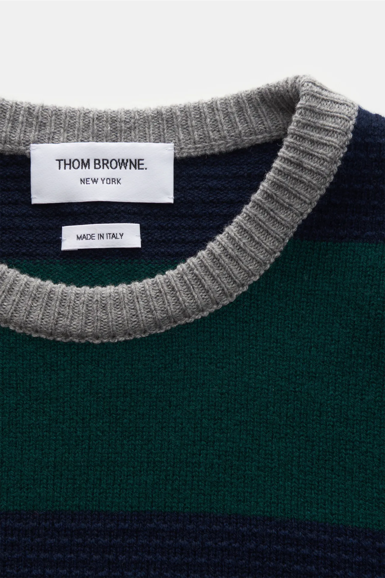 Thom Browne - Herren - Rundhalspullover grün/blau gestreift – Bild 2