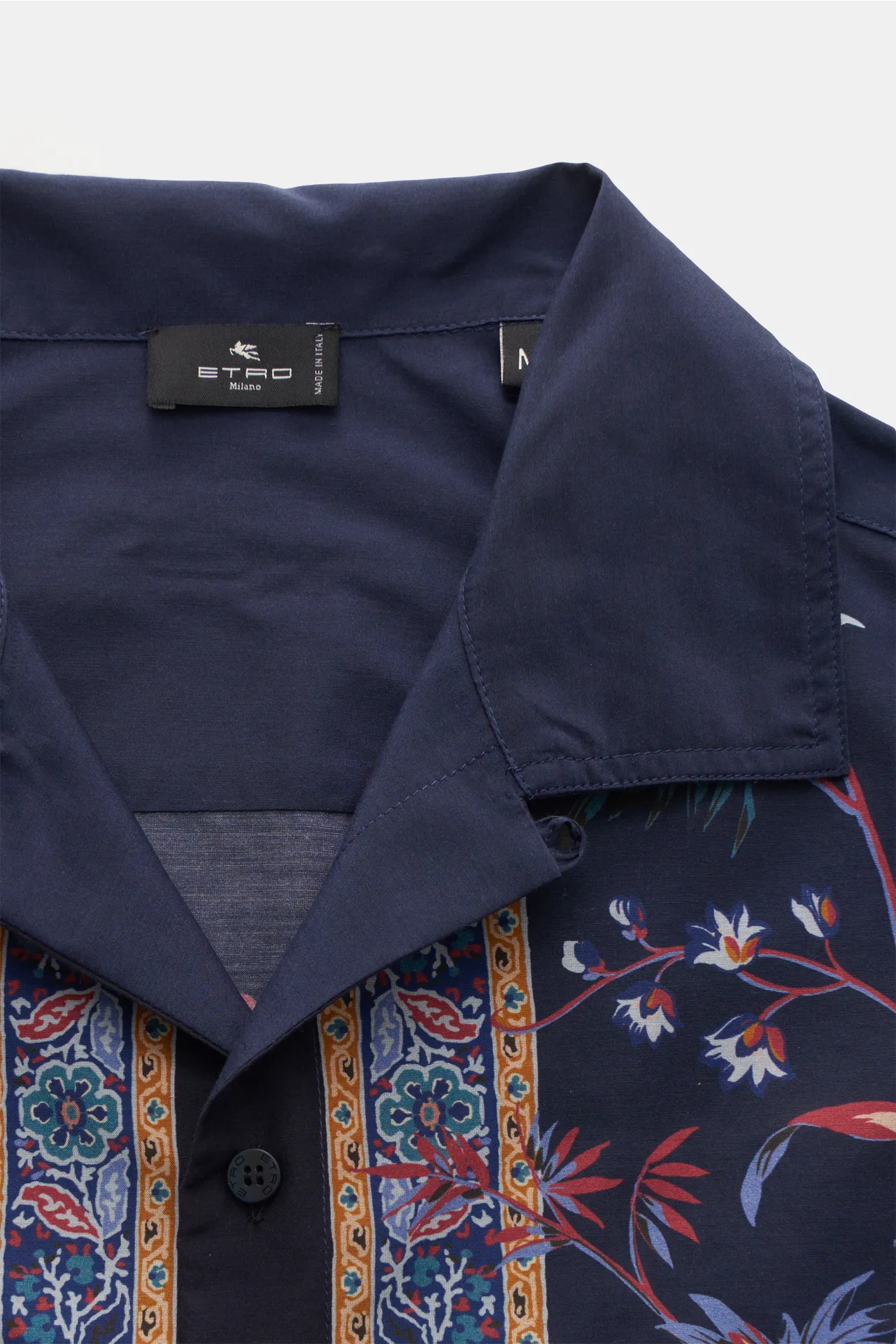 Etro - Herren - Casual Hemd Kubanischer Kragen navy/gelb/rot gemustert – Bild 2