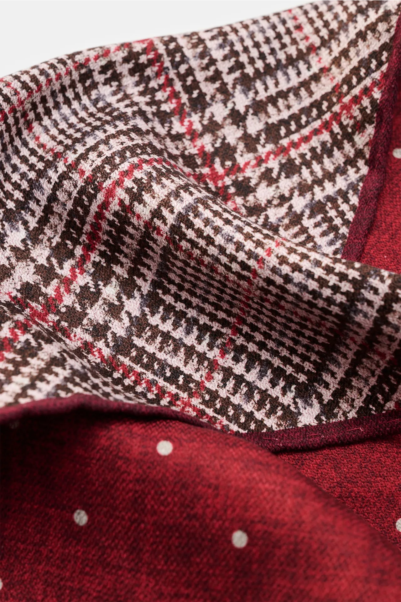 Brunello Cucinelli - Herren - Seiden-Einstecktuch braun/rot/weiß gemustert – Bild 2