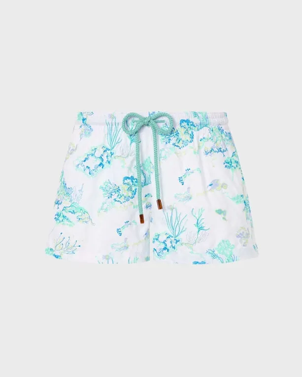 Vilebrequin - Coral Reef Stretch-badeshorts Mit Stickerei Für Damen – Limitierte Serie - Shorty - Fiona - Weiss - Größe M Vilebrequin - Coral Reef Stretch-badeshorts Mit Stickerei Für Damen – Limitierte Serie - Shorty - Fiona - Weiss - Größe M