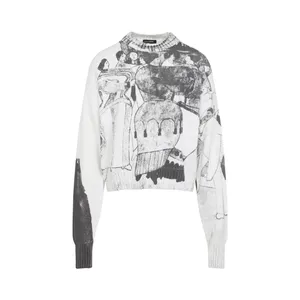 ENFANTS RICHES DÉPRIMÉS - Cropped Graphic Print Sweater With Contemporary Ap - Größe L - weiß ENFANTS RICHES DÉPRIMÉS - Cropped Graphic Print Sweater With Contemporary Ap - Größe L - weiß