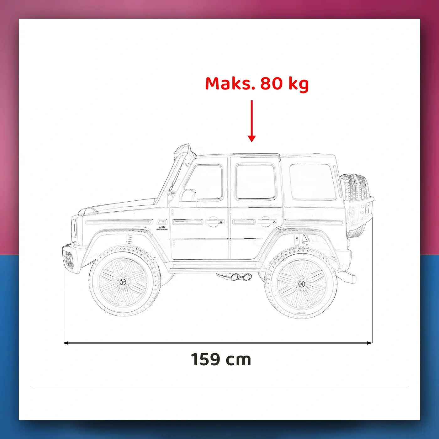 Auto na akumulator Mercedes Benz G63 AMG XXL STRONG bijeli - slika 1