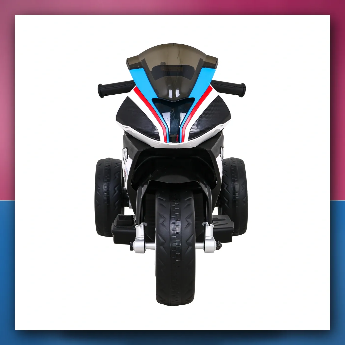 Motor BMW HP4 na akumulator za djecu - plavi + 3 Kotači + LED + MP3 USB + Eko koža - slika 1