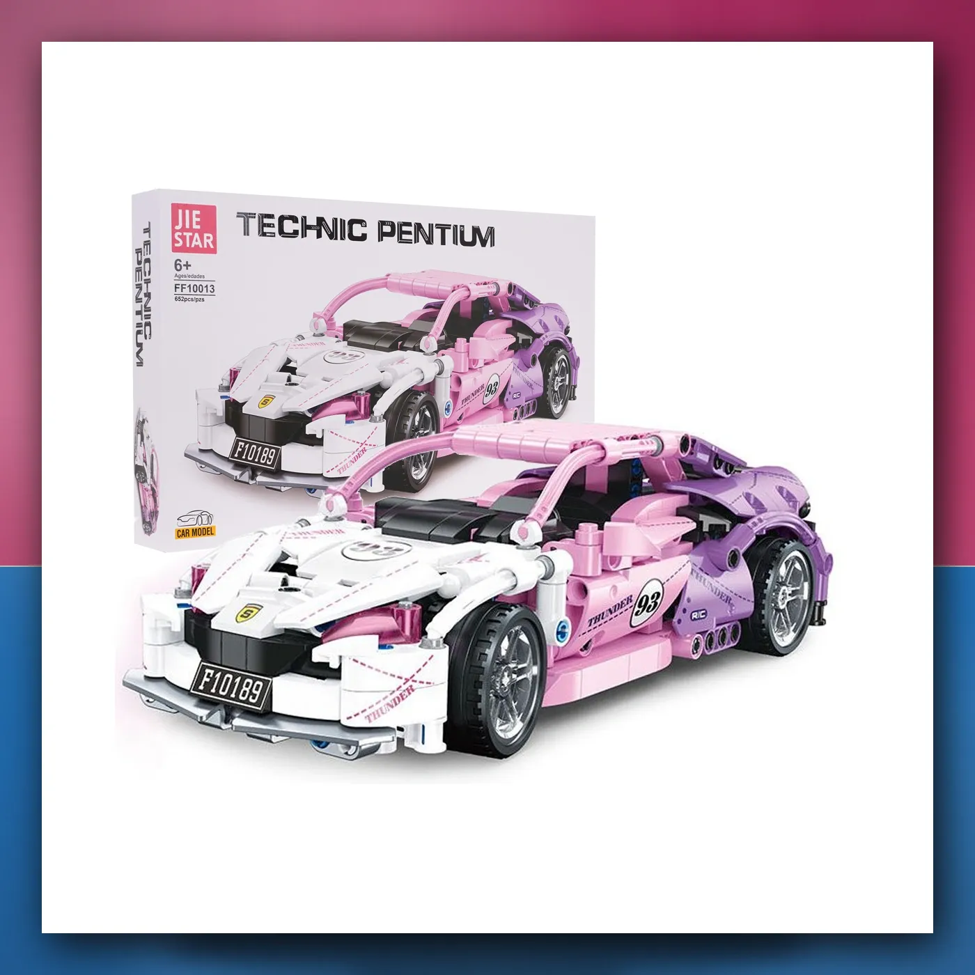 Set kockica Mali auto Sportske roze 652el. - slika 1