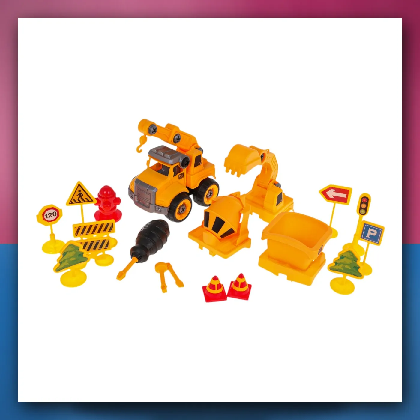 set Auta građevinskih + Dodaci - slika 1