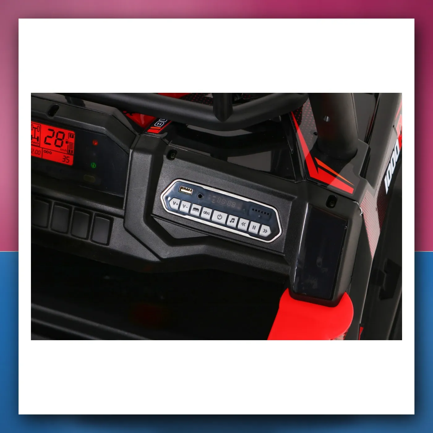 Buggy UTV Terenska za djecu crveni + Daljinski upravljač + Prtljažnik + Lagani Start + EVA + MP3 + LED - slika 1
