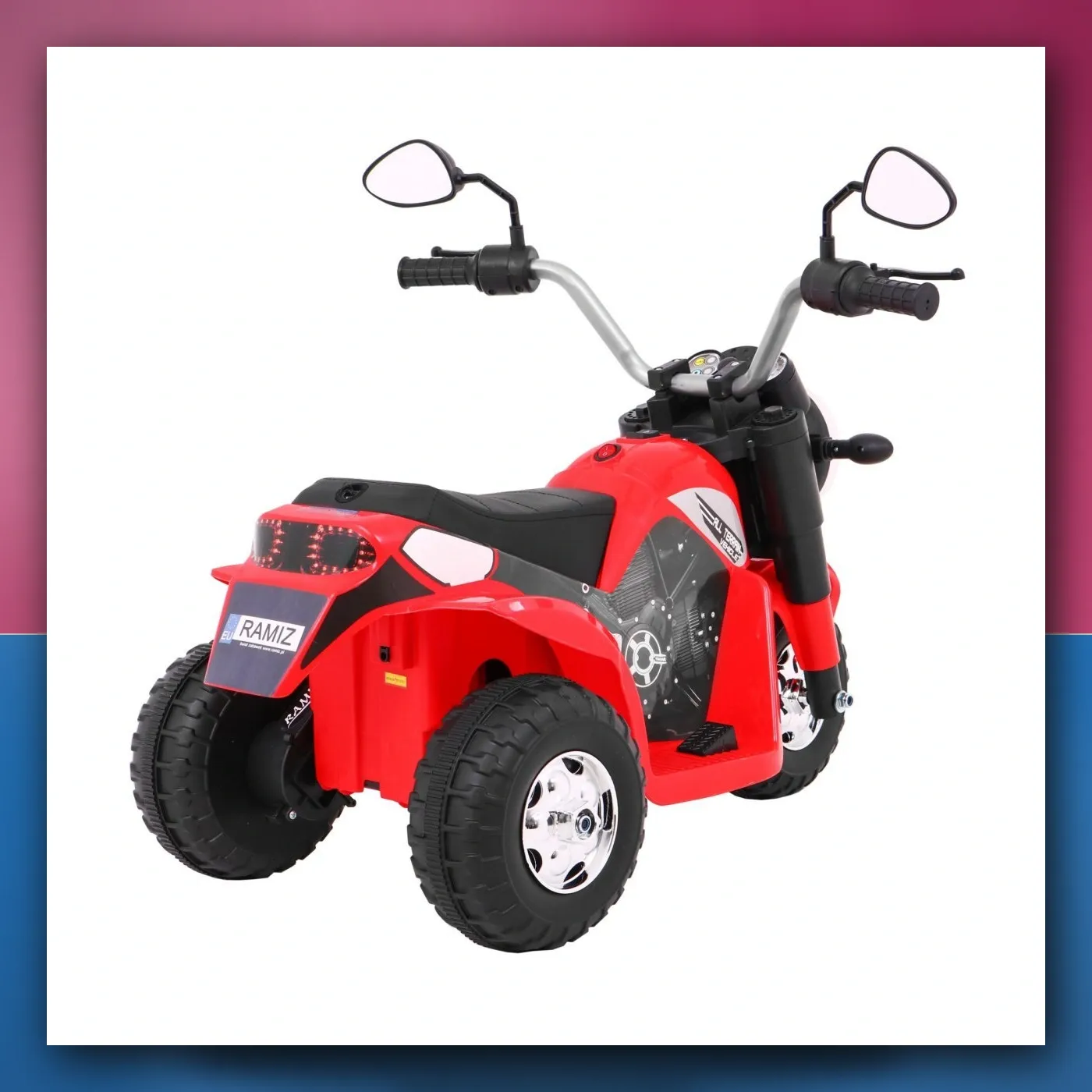Motorić MiniBike na akumulator za djecu - crveni + Zvukovi + Svjetla LED + Eko koža - slika 1