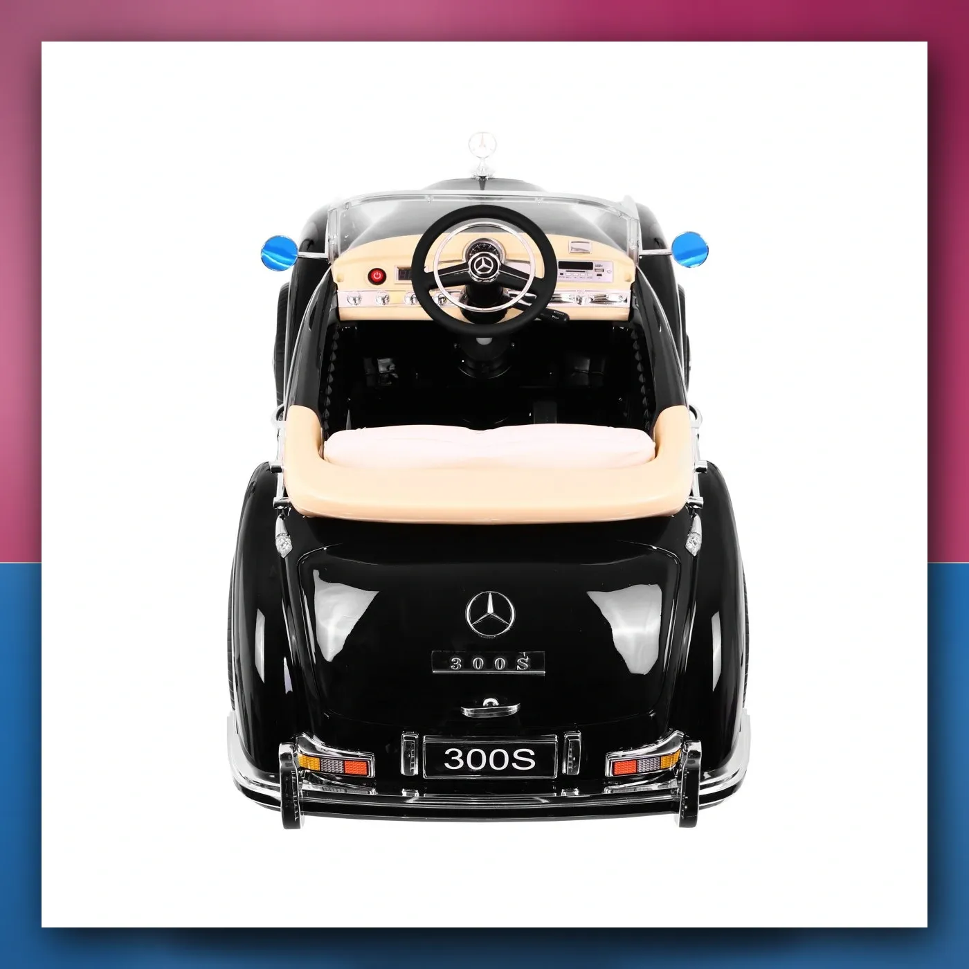 Mercedes Benz 300S Retro za djecu Lakir crne klasične auto - slika 1