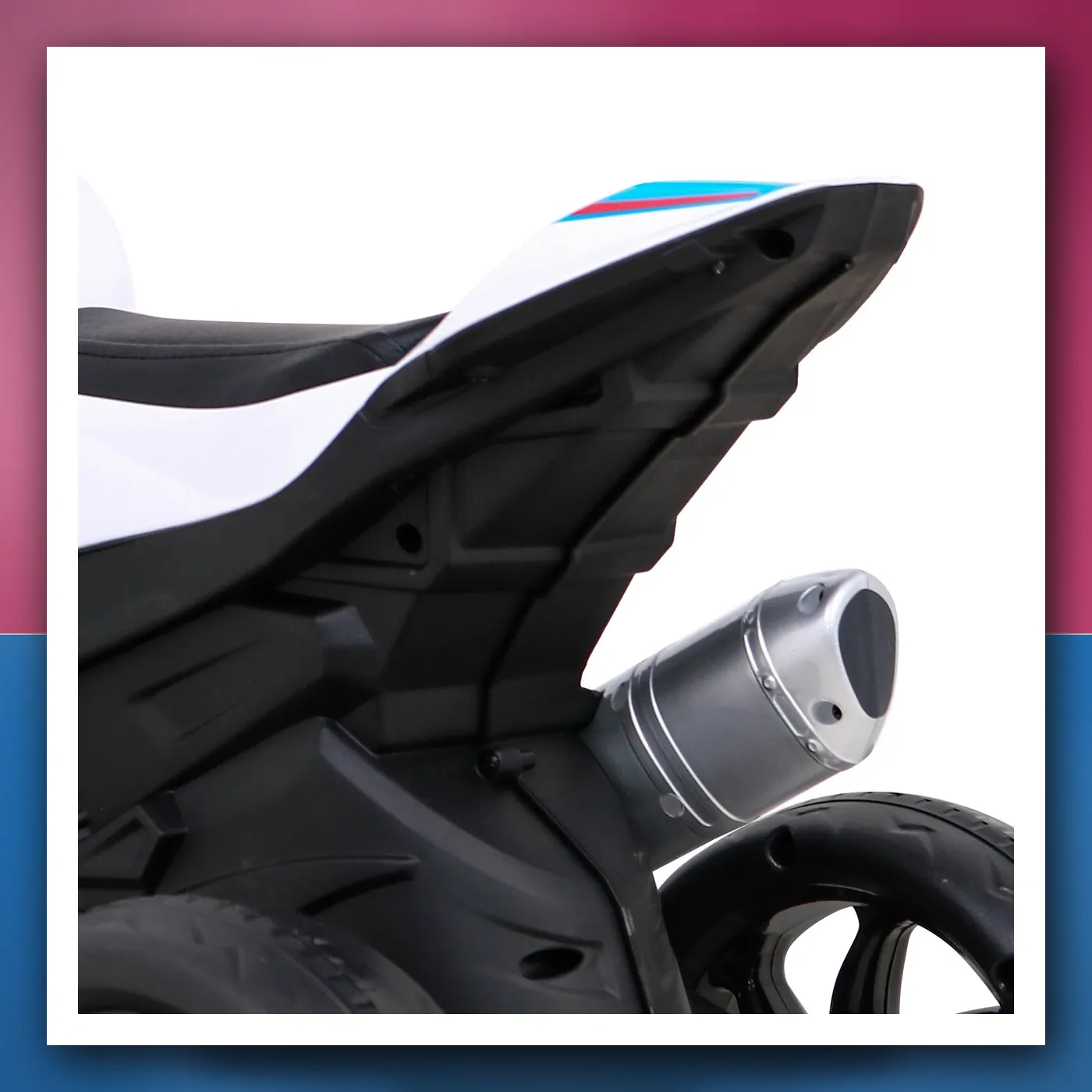 Motor BMW HP4 na akumulator za djecu - plavi + 3 Kotači + LED + MP3 USB + Eko koža - slika 1