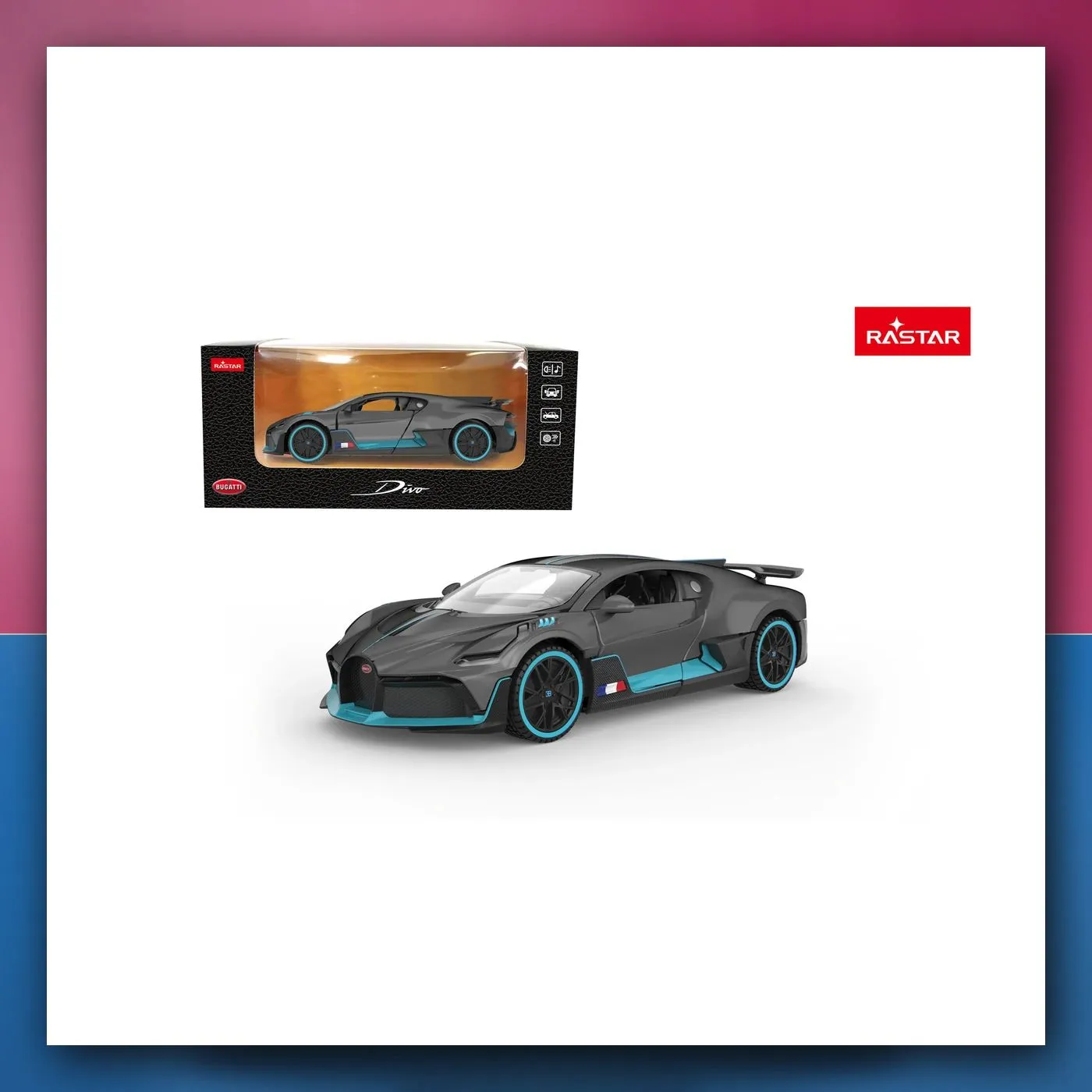 Metalni autić 1:32 Bugatti Divo sivi RASTAR
