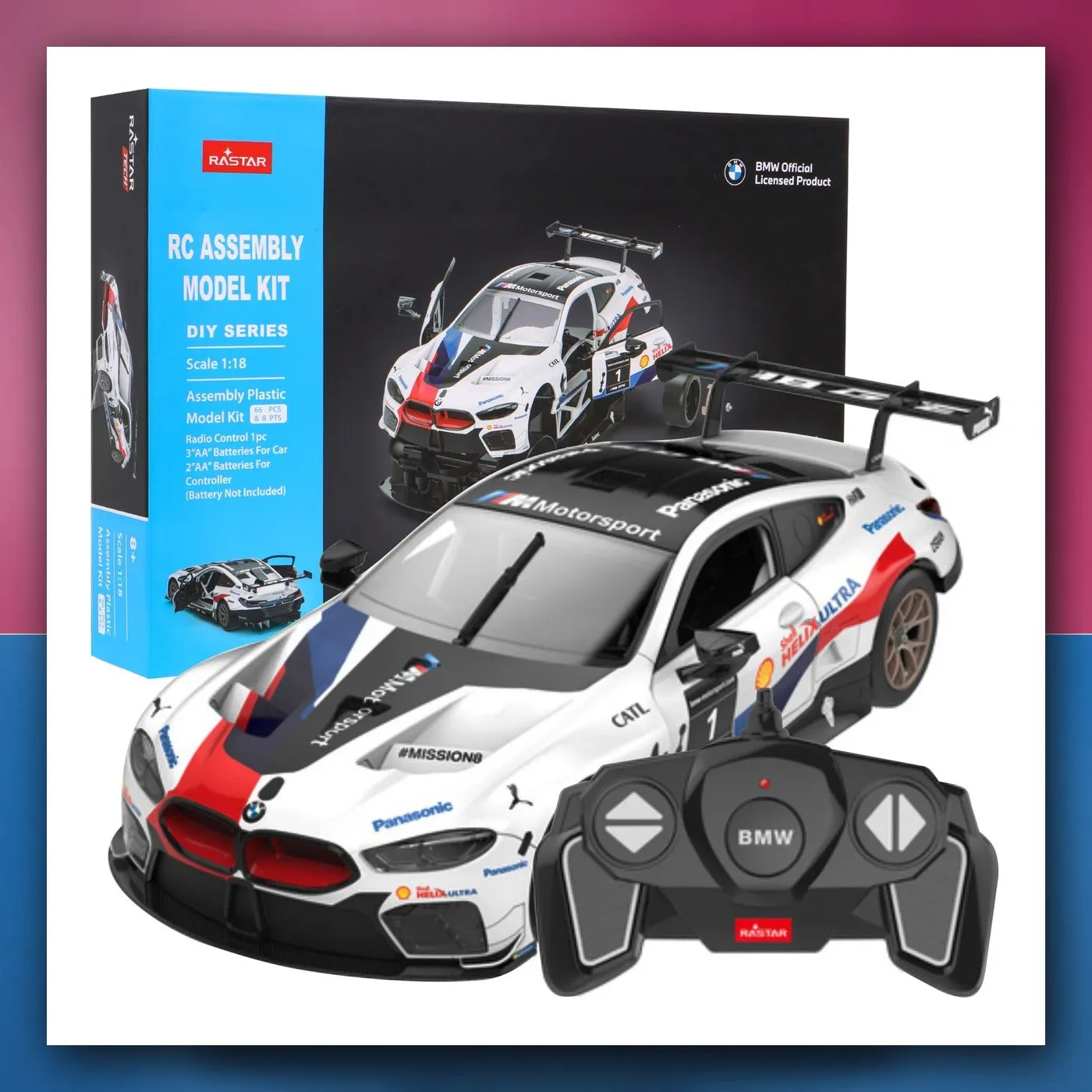 BMW M8 GTE bijeli RASTAR model 1:18 autić na daljinsko upravljanje + Body Kit + daljinski upravljač 2,4 GHz