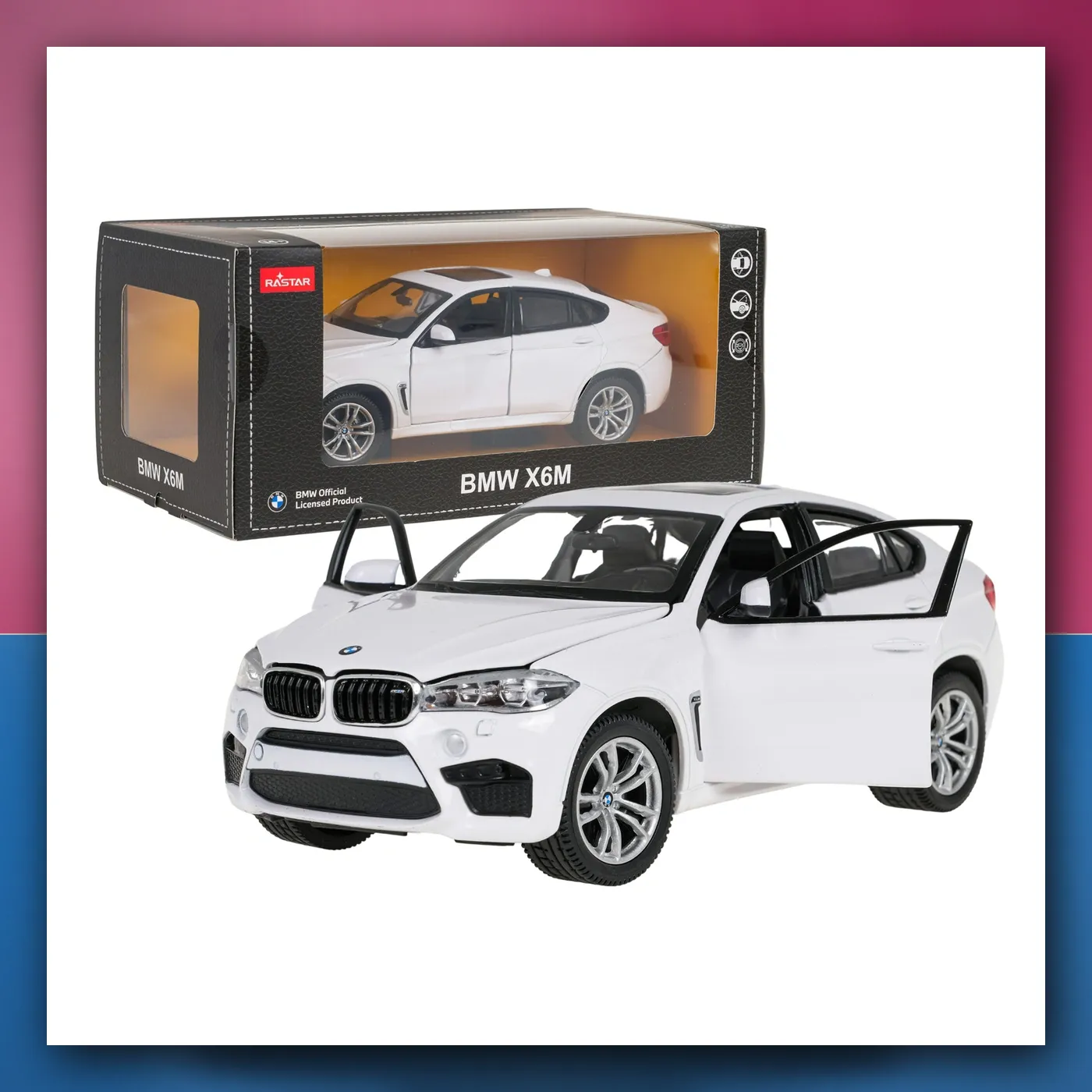 Metalni automobil BMW X6M 1:24 bijeli RASTAR - slika 1
