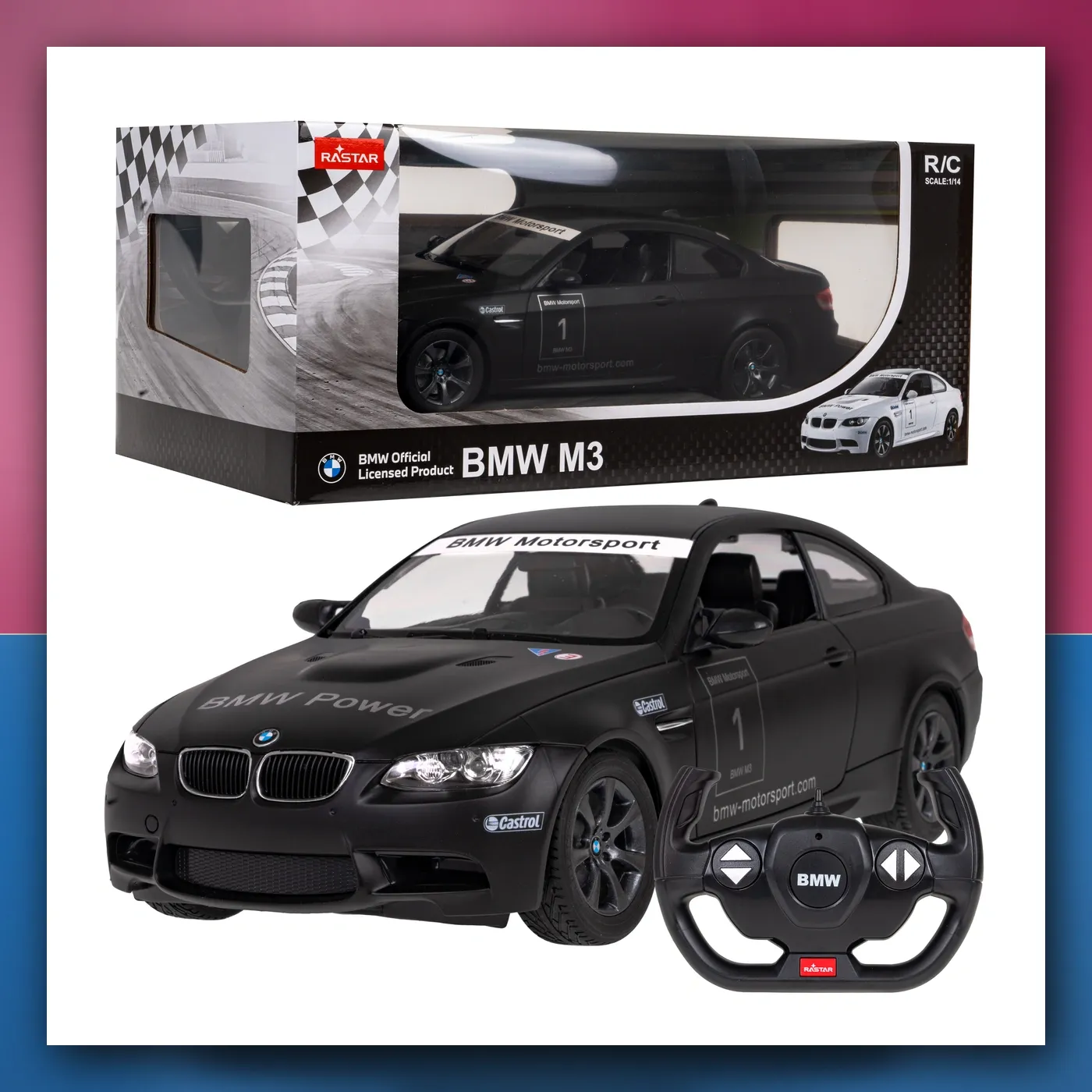 RC BMW M3 crni RASTAR 1:14 + daljinski upravljač 2,4 GHz - slika 1
