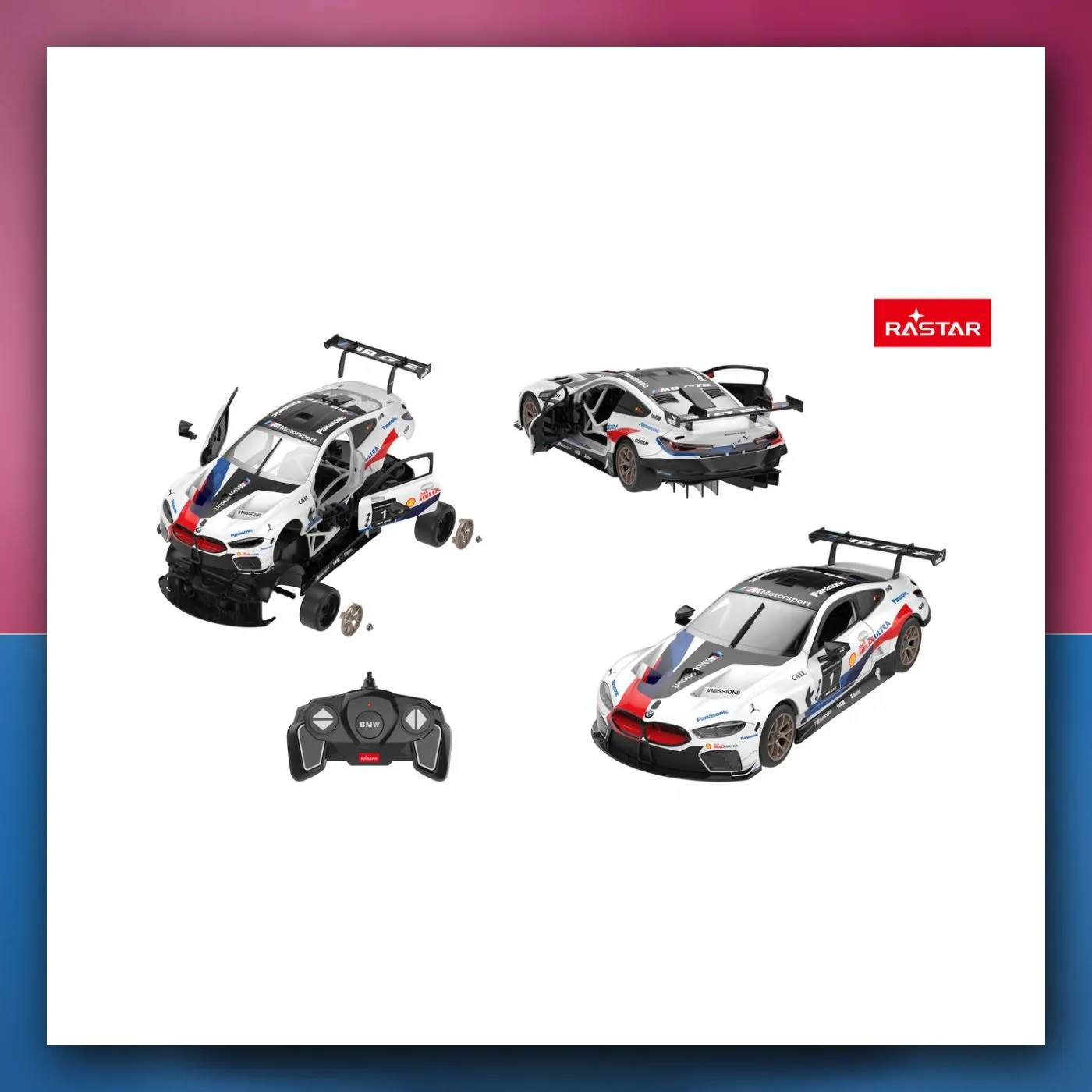 BMW M8 GTE bijeli RASTAR model 1:18 autić na daljinsko upravljanje + Body Kit + daljinski upravljač 2,4 GHz