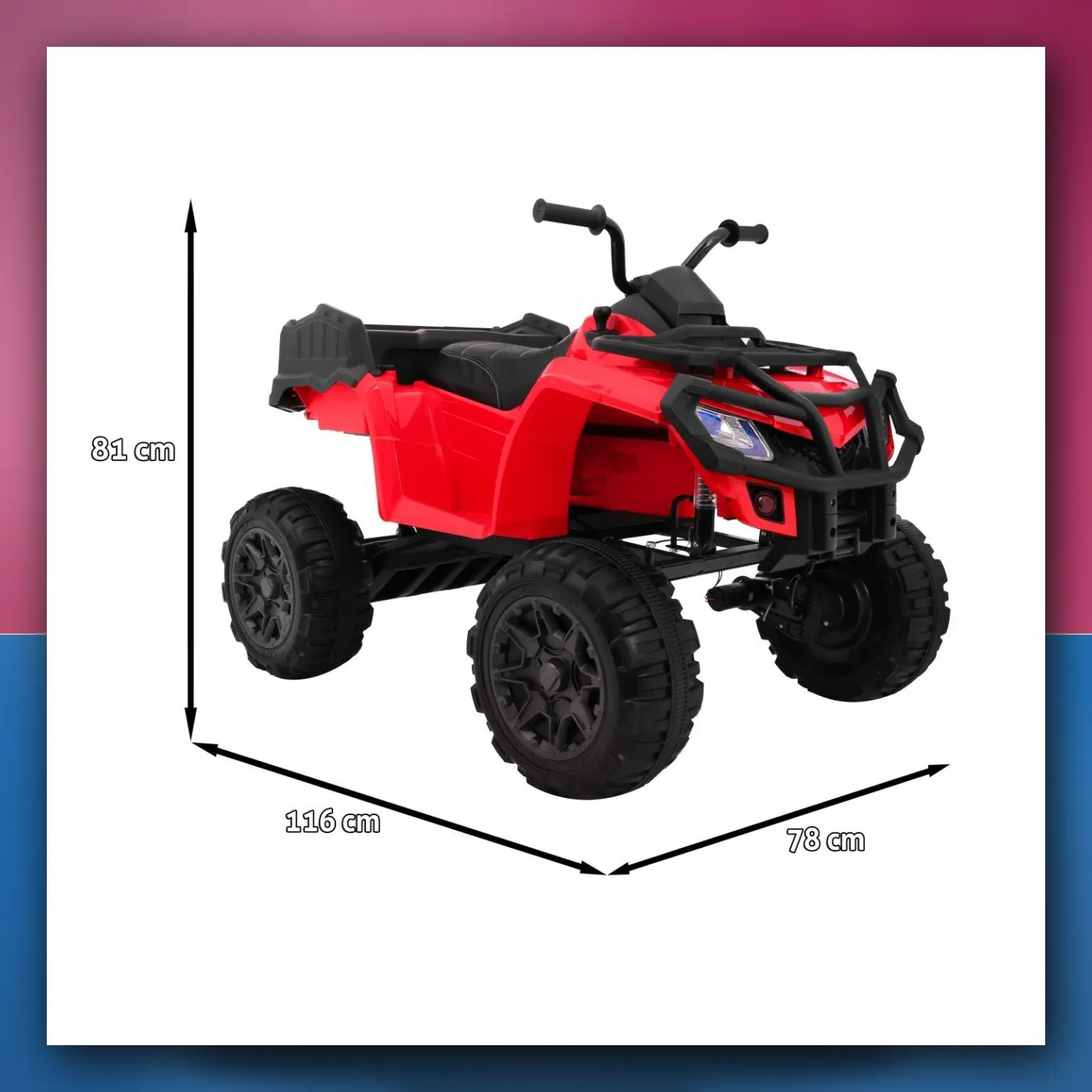 Četverocikl XL ATV na akumulator za djecu - crveni + Pogon 4x4 + Prtljažnik + Lagani Start + EVA + Audio + LED - slika 1