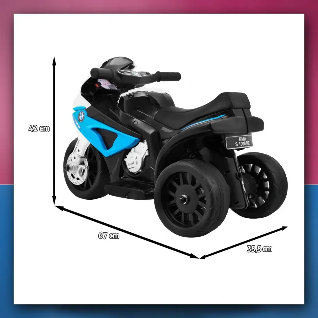 Motor BMW S1000 RR Mini na akumulator za djecu - plavi + 3 kotači + Zvukovi + LED - slika 2
