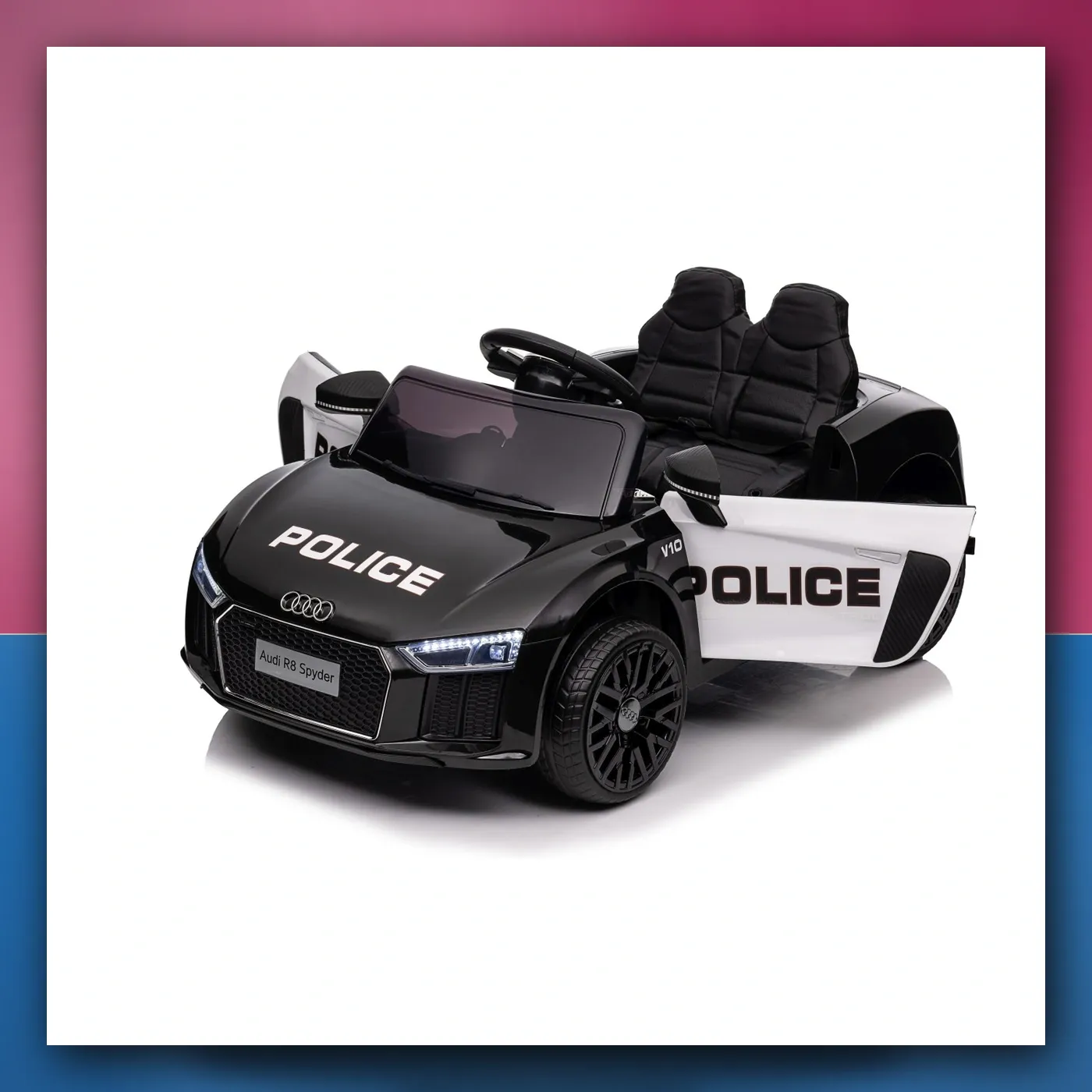 Audi R8 Policija na akumulator za djecu - + Daljinski upravljač + EVA + Lagani Start + MP3 + LED - slika 1