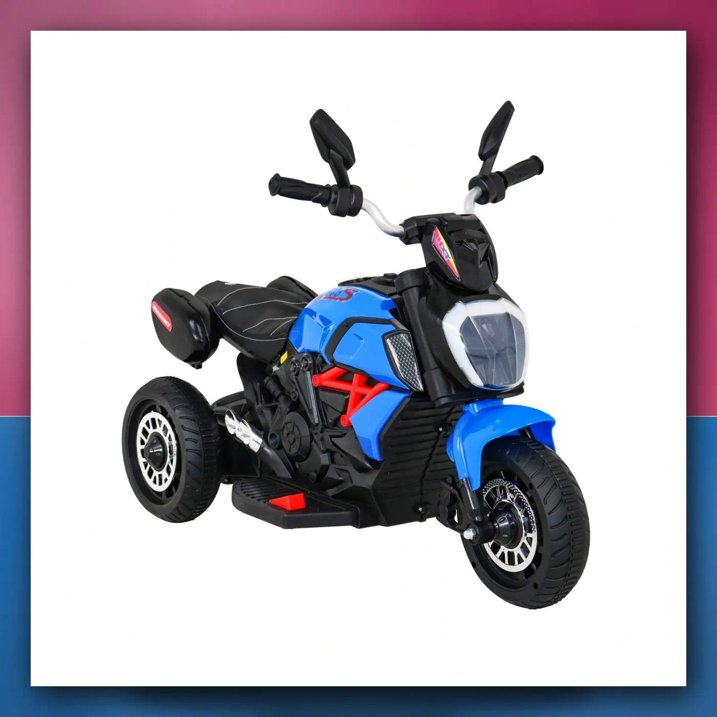Motorić Brzo Turist na akumulator za djecu - plavi + Audio + Svjetla + Eko koža - slika 1