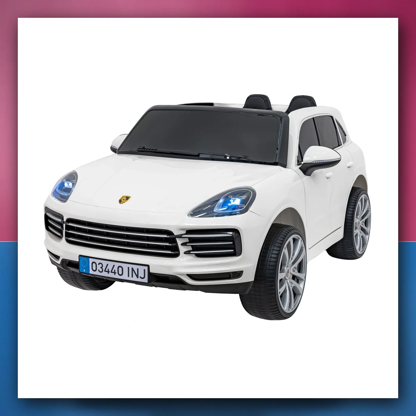 Porsche Cayenne S na akumulator za djecu - Lakir bijeli SUV + Daljinski upravljač - slika 1