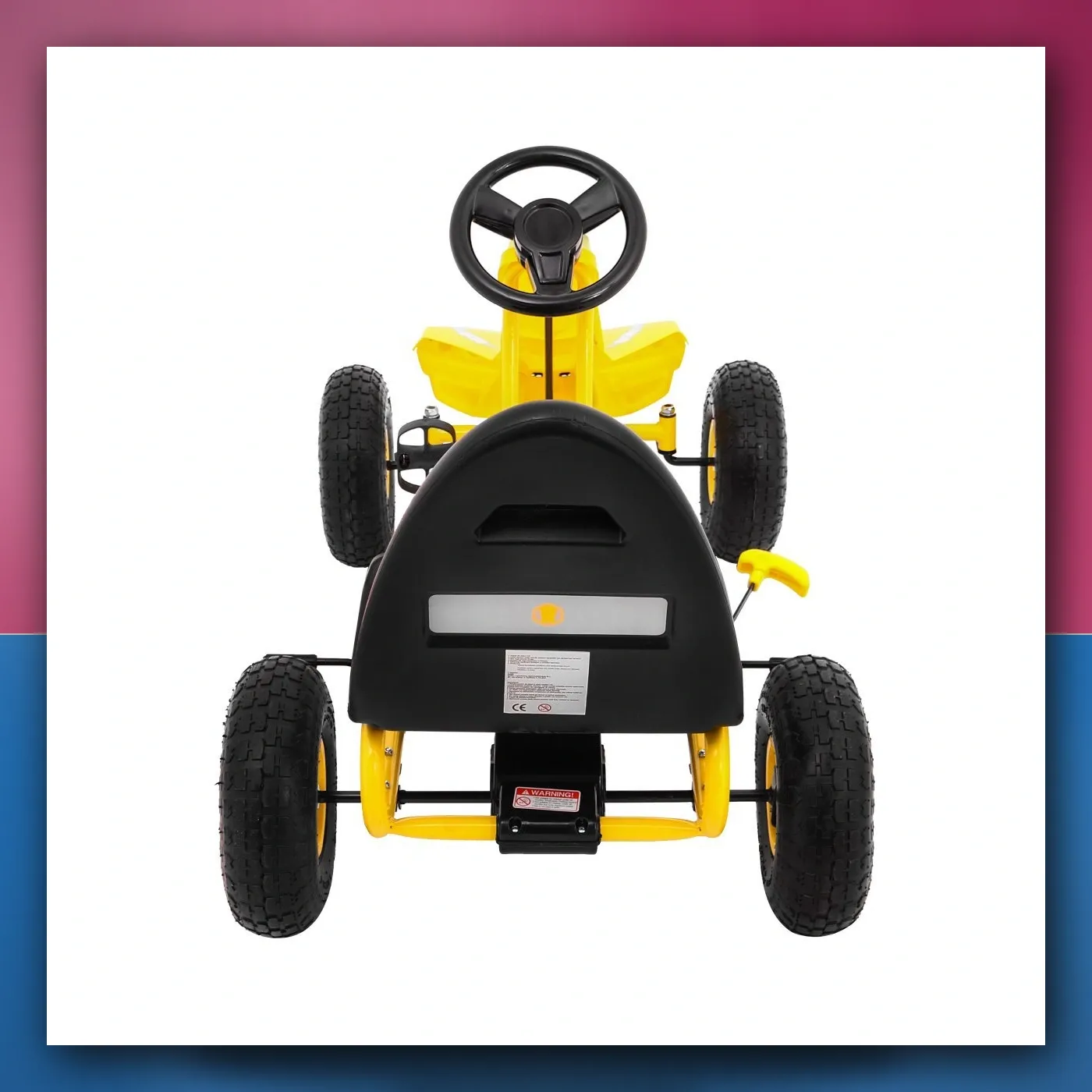 Gokart Šampion na pedale za djecu 3 + žuti + Pumpano pneumatike + Regulirano sjedalo + Ručni kočnica - slika 1