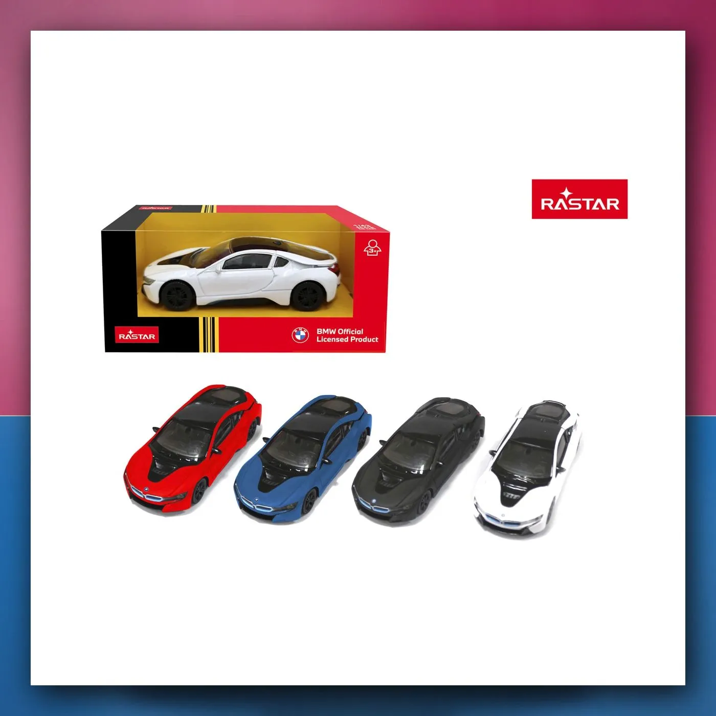 Metalni automobil BMW i8 plavi 1:43 RASTAR