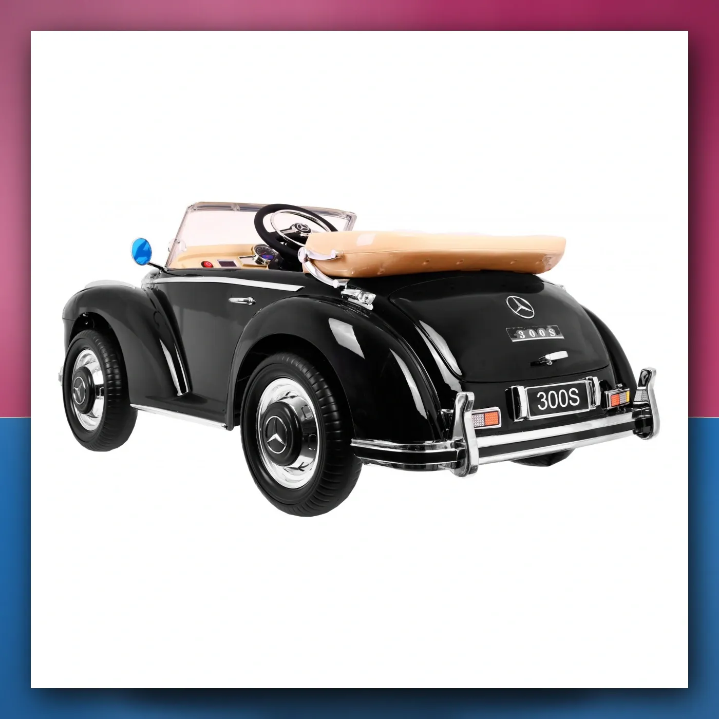 Mercedes Benz 300S Retro za djecu Lakir crne klasične auto - slika 1