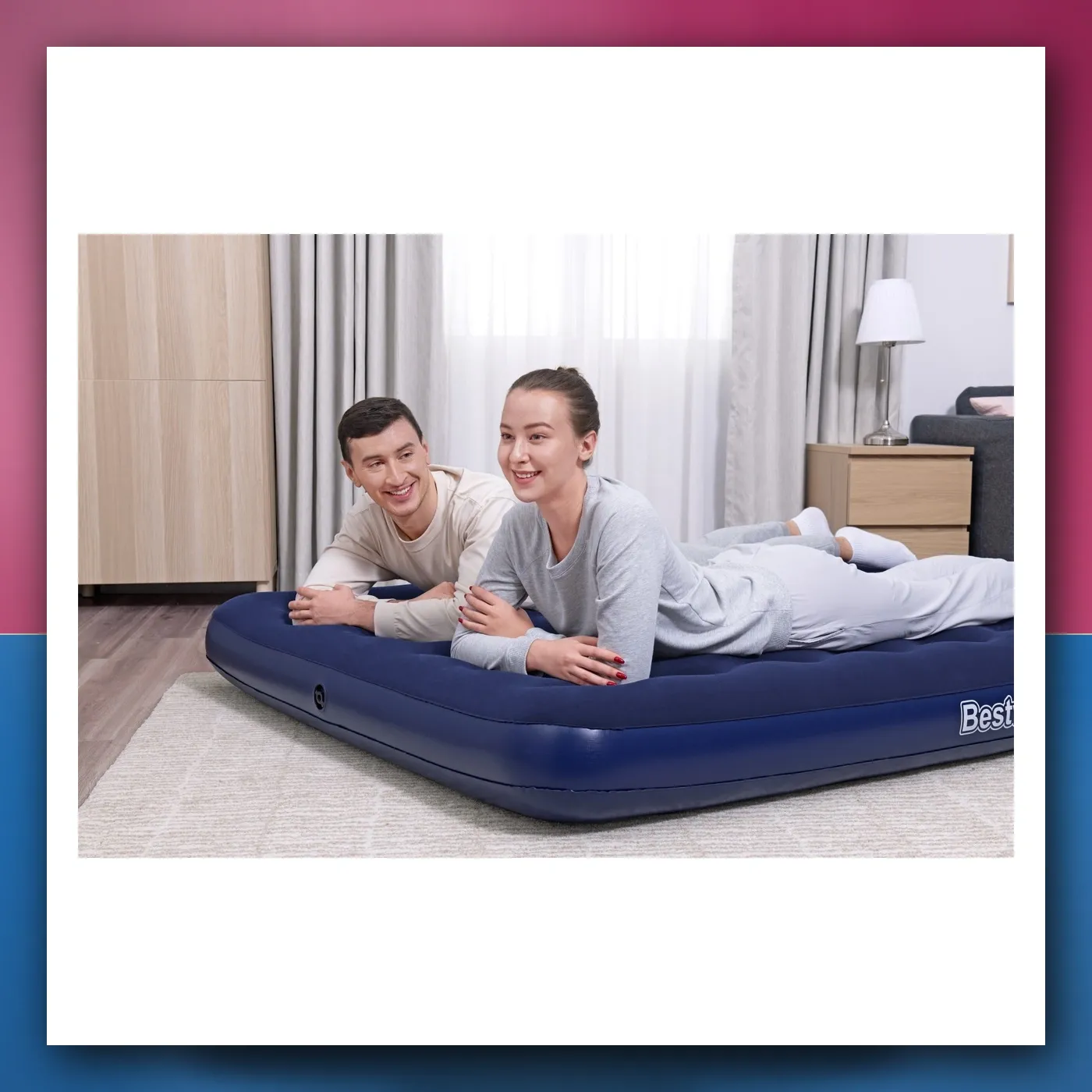 Velur madrac na napuhavanje za spavanje za 2 osobe BESTWAY 203 x 152 x 22 cm + set za popravak