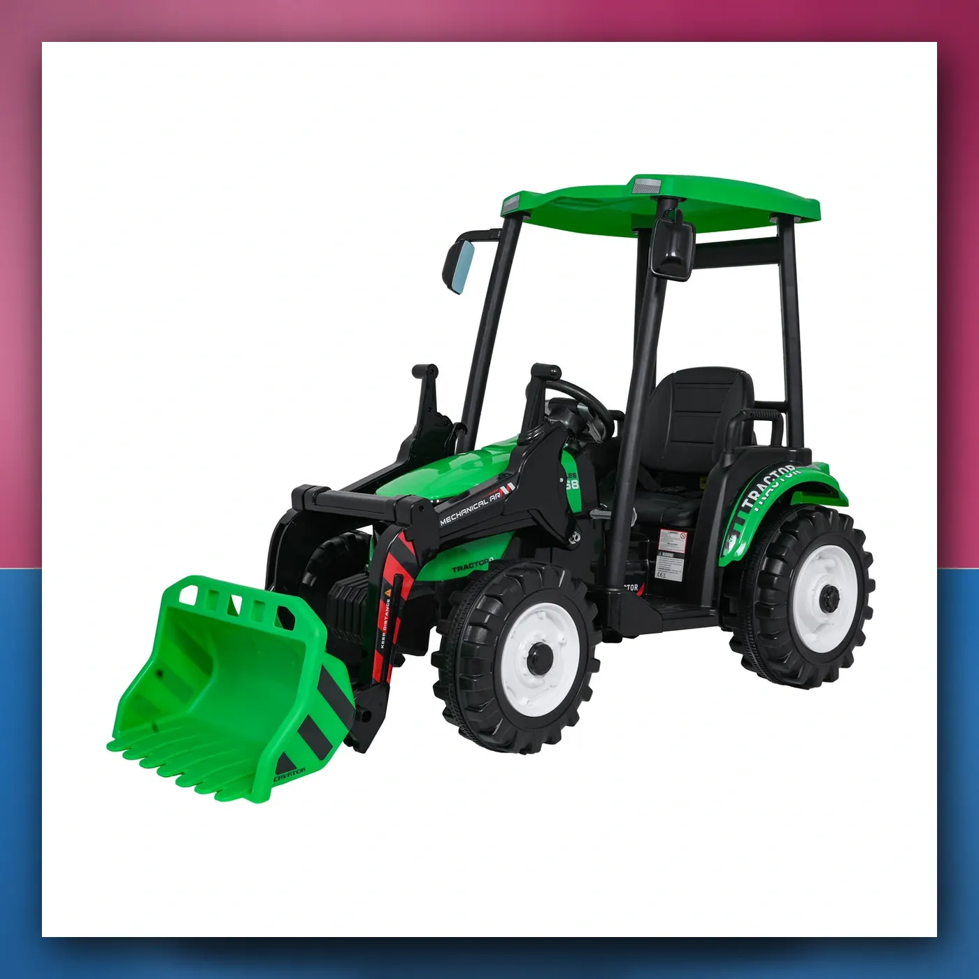 MEGA traktor D68 na akumulator s prikolicom, zeleni