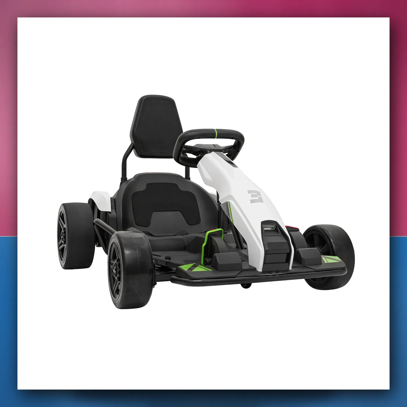 Gokart Brzo 3 Drift na akumulator za djecu - bijeli + Funkcija drifta + Motori 2x150W + Radio LED + Pojasevi - slika 1
