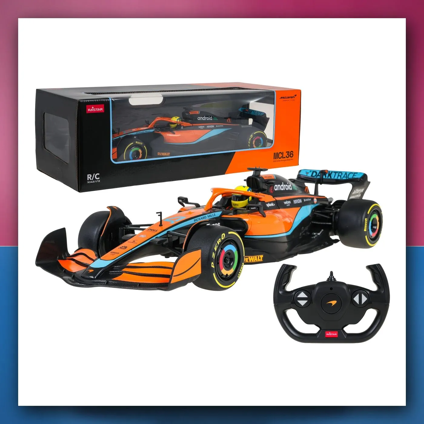 Bolid na daljinsko upravljanje McLaren F1 MCL36 1:12 narančasti RASTAR