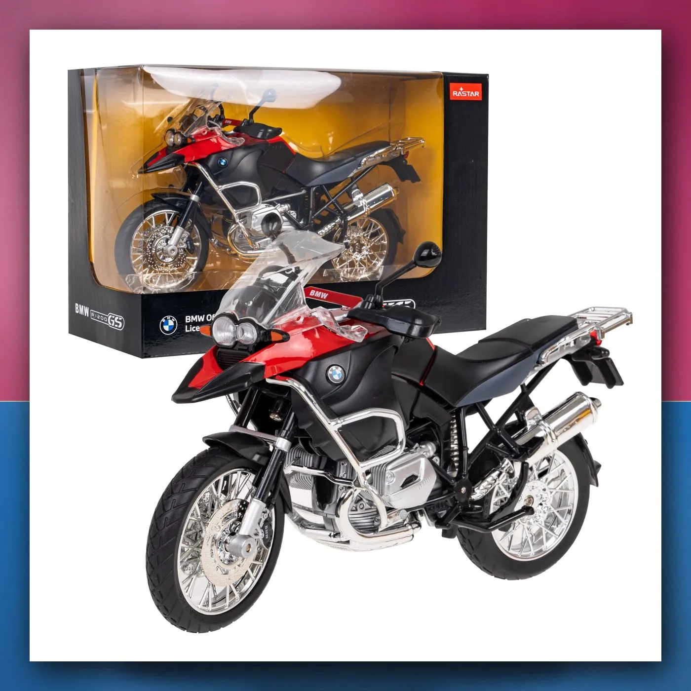 Motocikl BMW R 1200 GS crveni RASTAR 1:9 metalni model