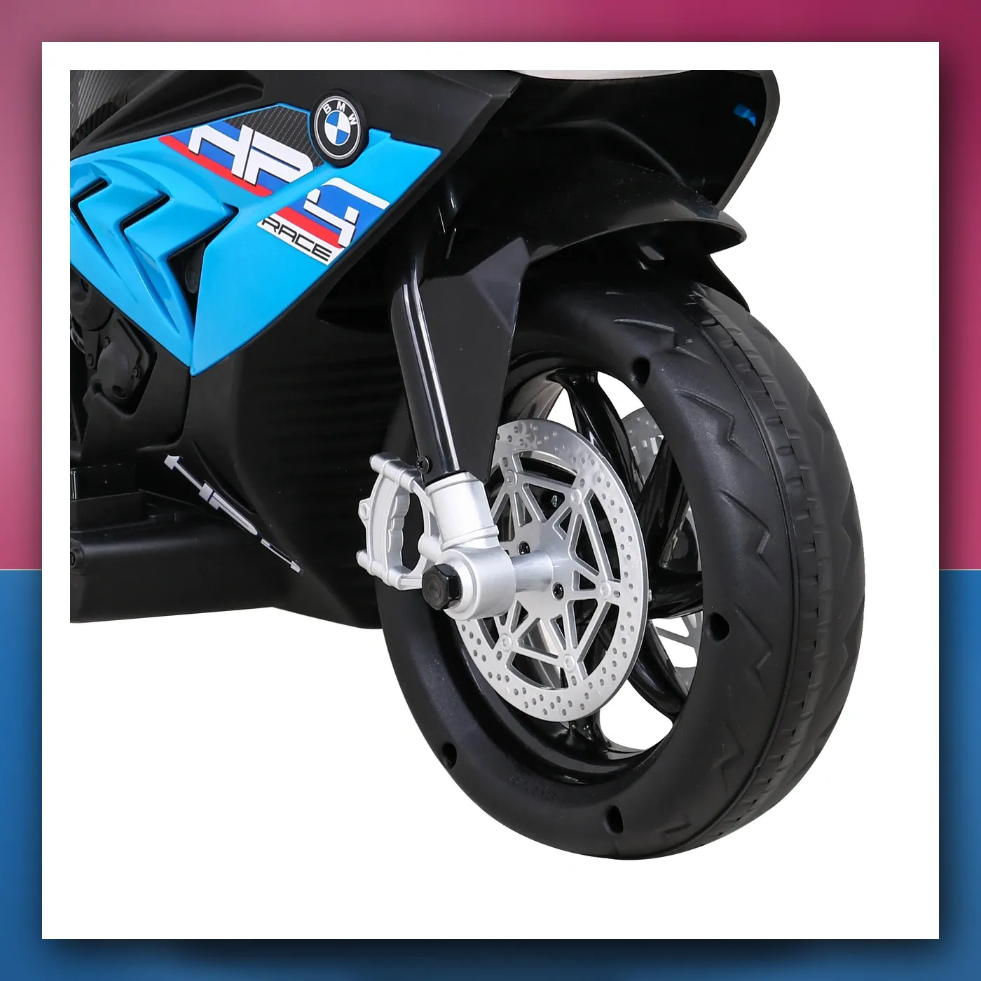 Motor BMW HP4 na akumulator za djecu - plavi + 3 Kotači + LED + MP3 USB + Eko koža - slika 1
