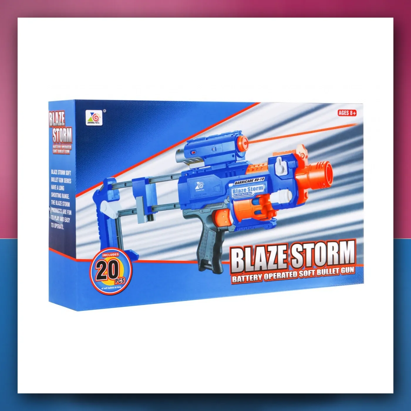 Karabin za djecu 8 + Plamen Storm + 20 projektila s pjene + Nišan laserski + Bocvica - slika 1