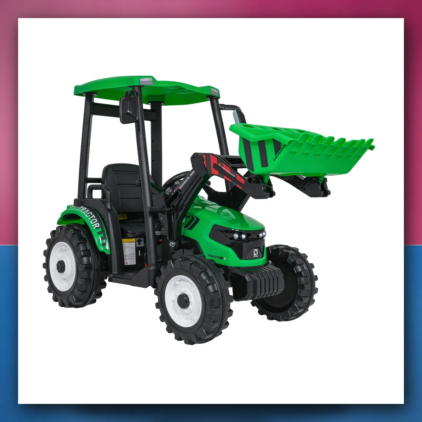 MEGA traktor D68 na akumulator s prikolicom, zeleni