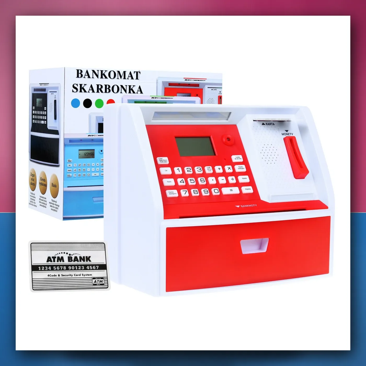 Bankomat s karticom Kasica za djecu 3 + crveni Interaktivne funkcije + Način štednje - slika 1