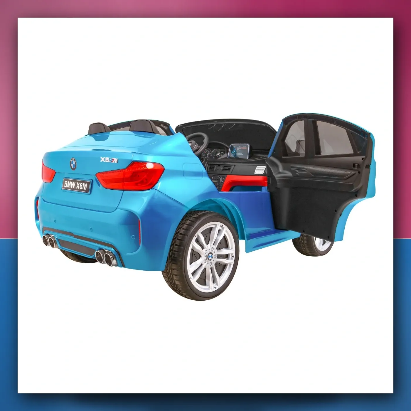 SUV BMW X6M XXL za 2 djecu Lakir plavi + Daljinski upravljač - slika 1