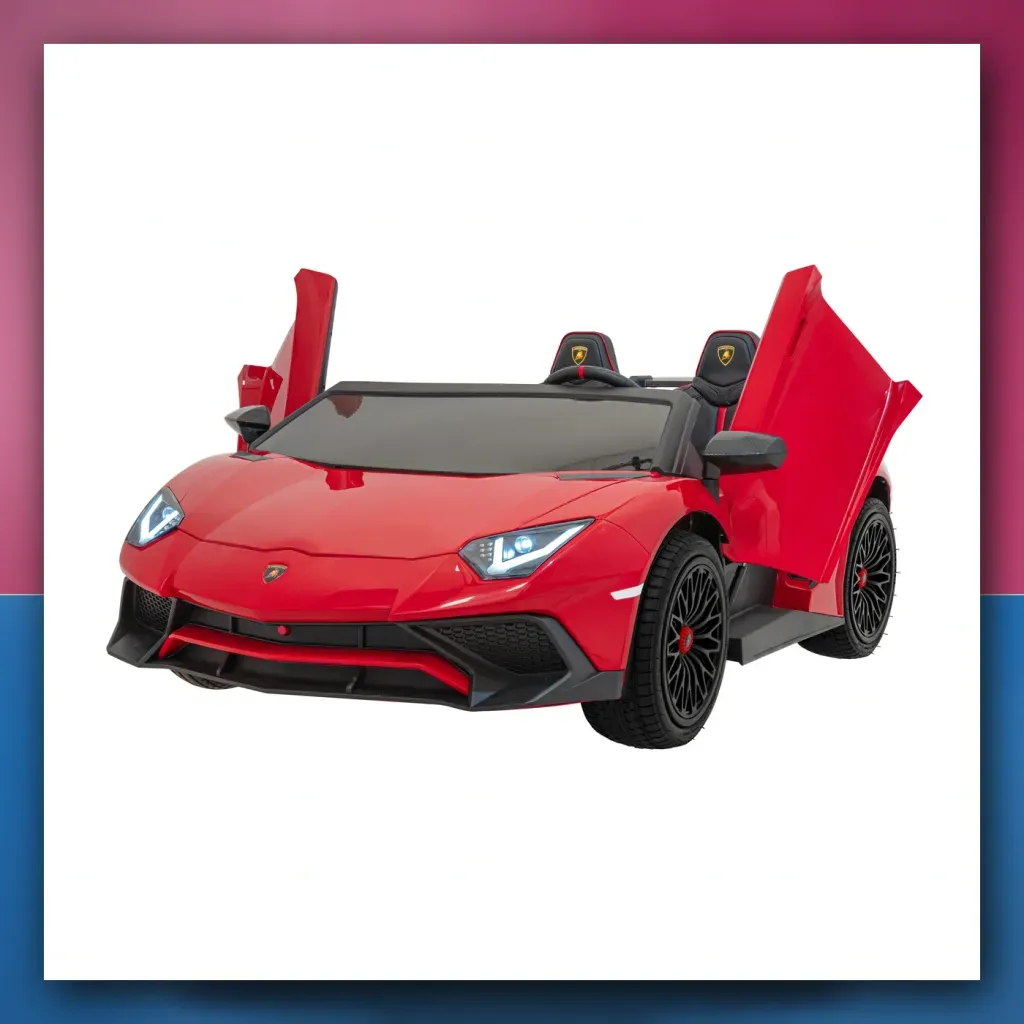 Lamborghini Aventador SV na akumulator za 2 djecu crveni + Motor bezčetkasti + Pumpano kotači + Audio + LED - slika 2