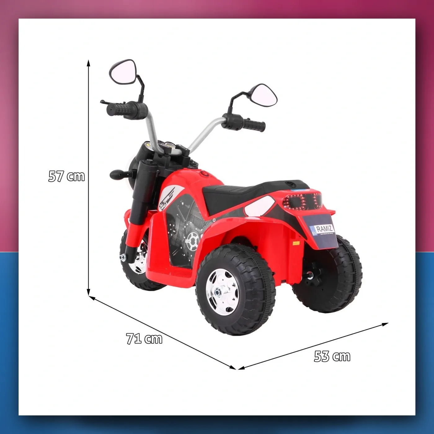 Motorić MiniBike na akumulator za djecu - crveni + Zvukovi + Svjetla LED + Eko koža - slika 1