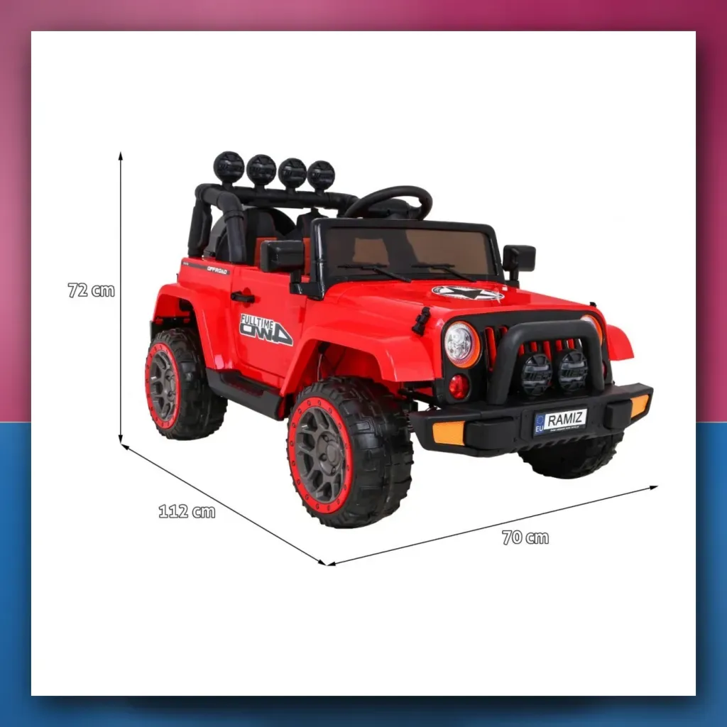 Auto Terenske Pun Vrijeme 4WD za djecu crveni + Pogon 4x4 + Daljinski upravljač + Audio + LED + Pretinac - slika 2