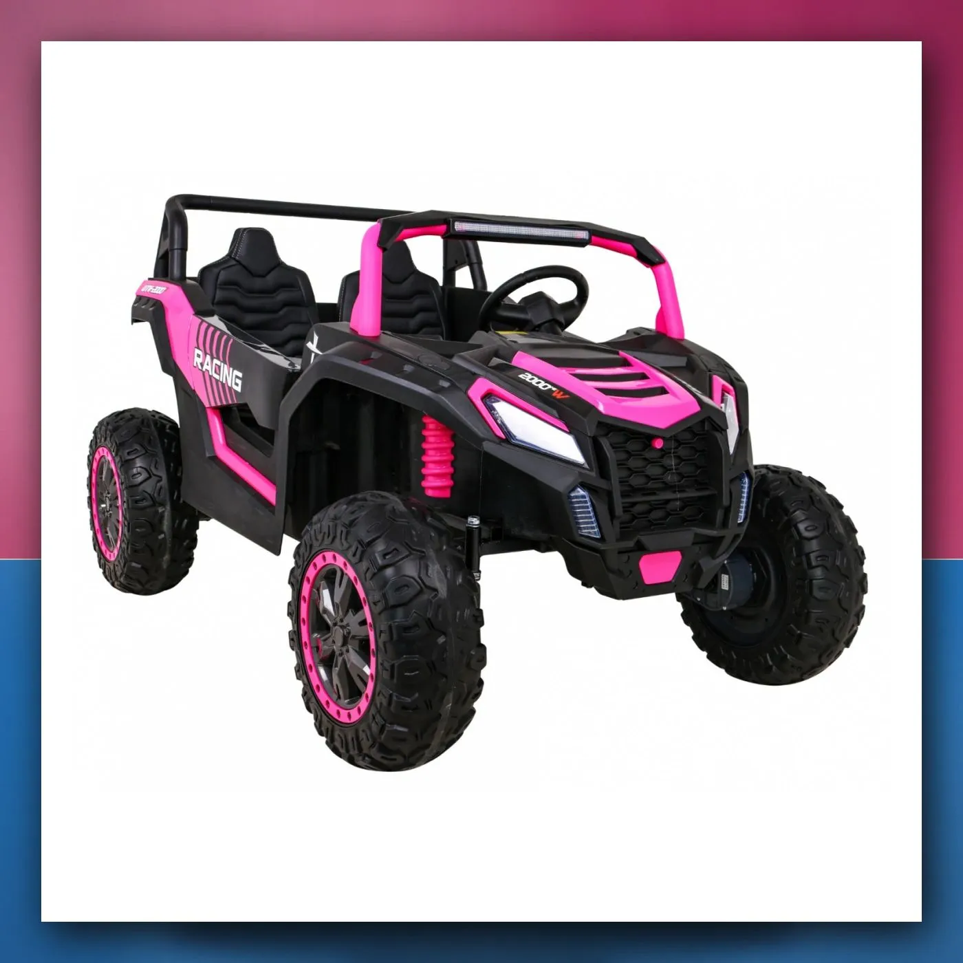 Buggy ATV Racing na akumulator za 2 djece ružičasti + 4×4 + daljinski upravljač + lagani start + MP3 + LED