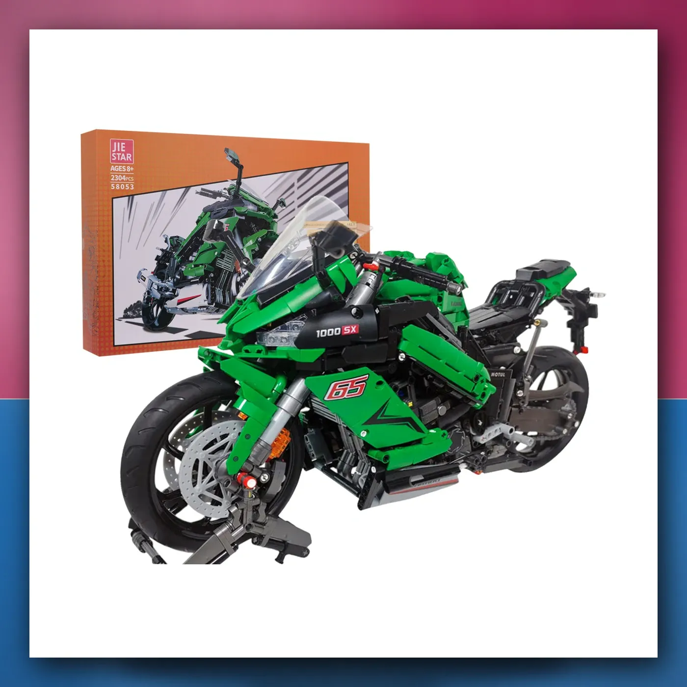 Set kockica tehničkih Motocikl Sportski zeleni 2304el. - slika 1