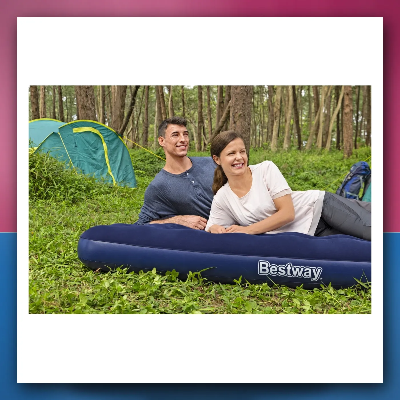 Velur madrac na napuhavanje za spavanje za 2 osobe BESTWAY 203 x 152 x 22 cm + set za popravak